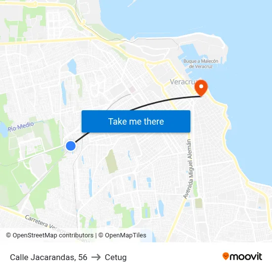 Calle Jacarandas, 56 to Cetug map