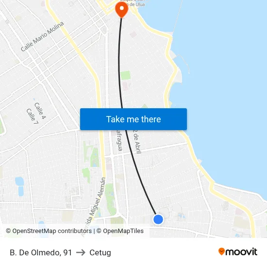 B. De Olmedo, 91 to Cetug map
