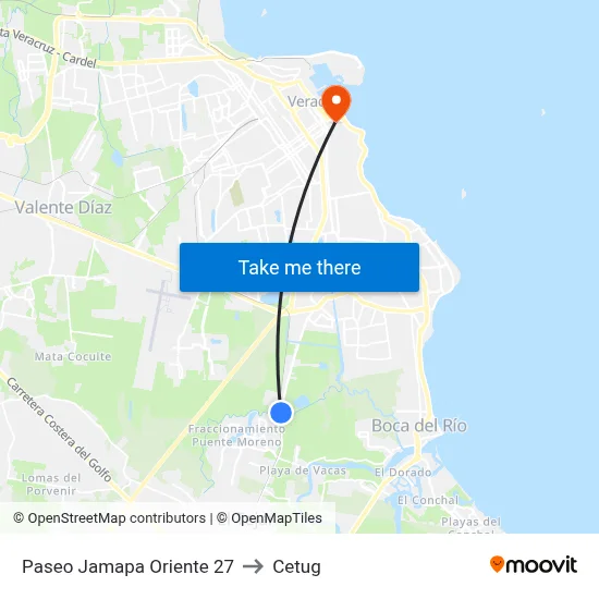 Paseo Jamapa Oriente 27 to Cetug map