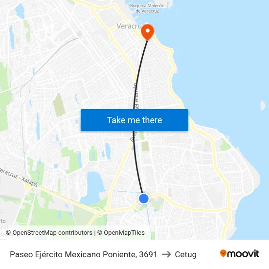 Paseo Ejército Mexicano Poniente, 3691 to Cetug map