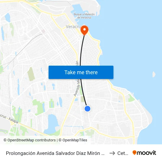 Prolongación Avenida Salvador Díaz Mirón 240 to Cetug map