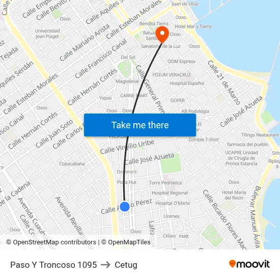 Paso Y Troncoso 1095 to Cetug map