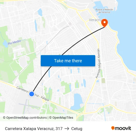 Carretera Xalapa Veracruz, 317 to Cetug map