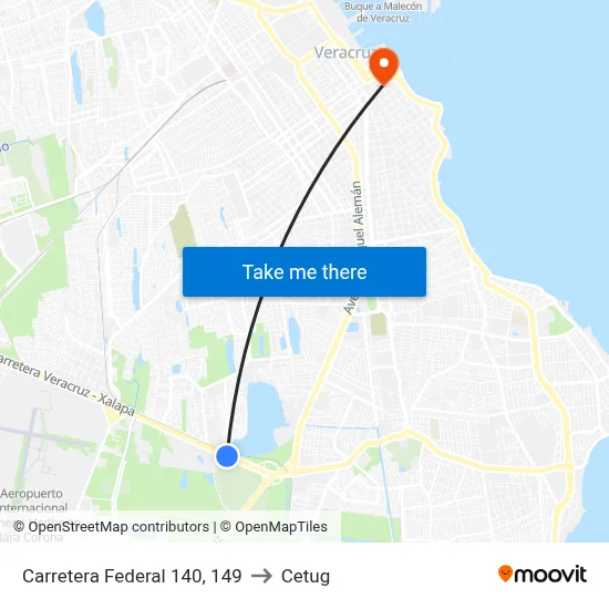 Carretera Federal 140, 149 to Cetug map
