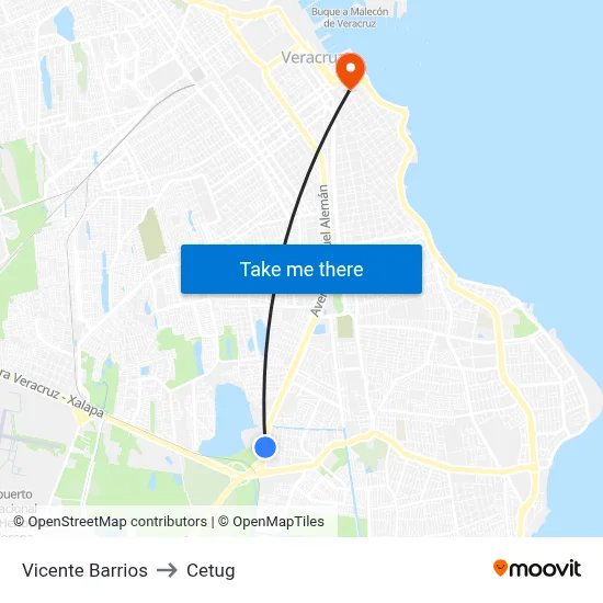 Vicente Barrios to Cetug map