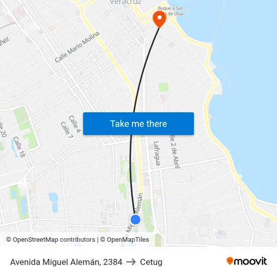 Avenida Miguel Alemán, 2384 to Cetug map