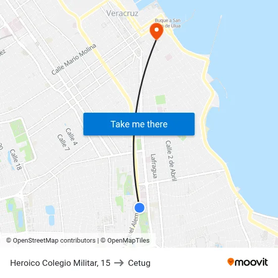 Heroico Colegio Militar, 15 to Cetug map