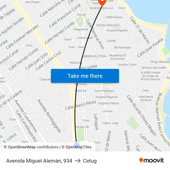 Avenida Miguel Alemán, 934 to Cetug map