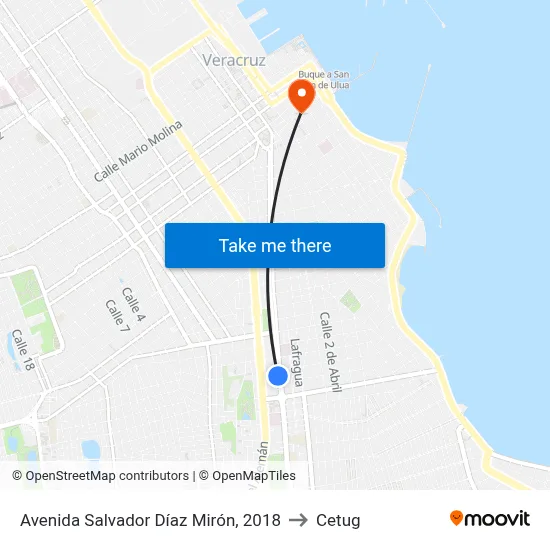 Avenida Salvador Díaz Mirón, 2018 to Cetug map
