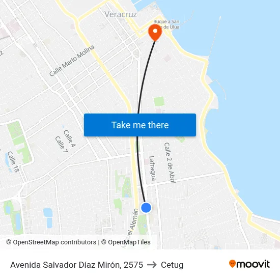 Avenida Salvador Díaz Mirón, 2575 to Cetug map