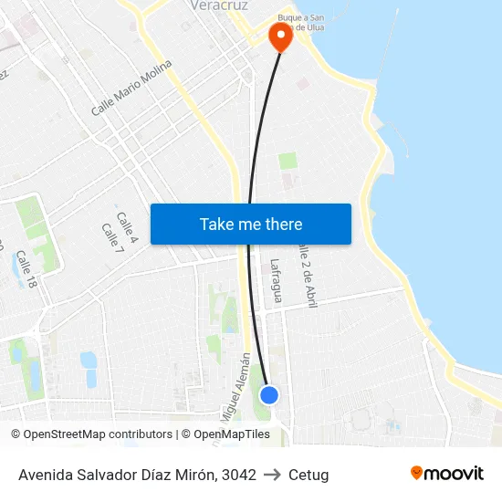 Avenida Salvador Díaz Mirón, 3042 to Cetug map