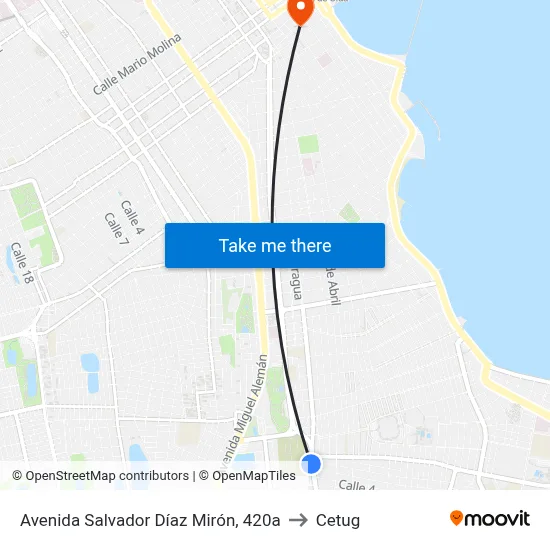 Avenida Salvador Díaz Mirón, 420a to Cetug map