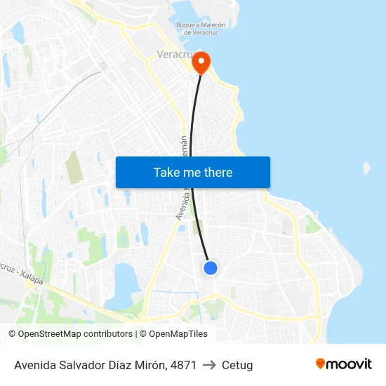 Avenida Salvador Díaz Mirón, 4871 to Cetug map