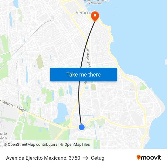 Avenida Ejercito Mexicano, 3750 to Cetug map