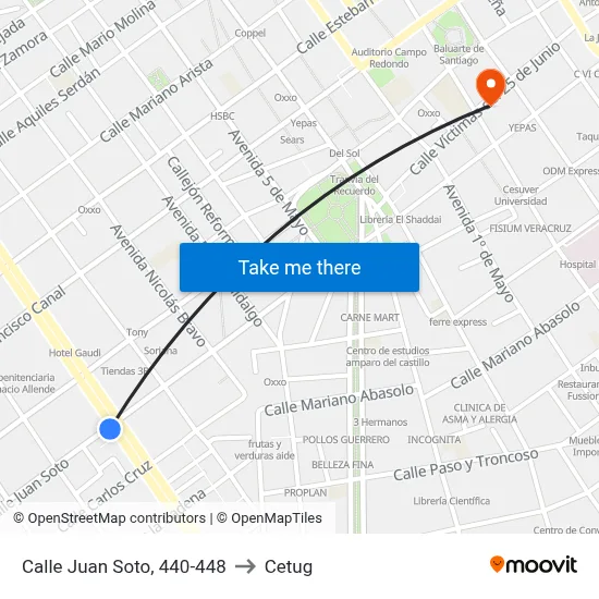 Calle Juan Soto, 440-448 to Cetug map