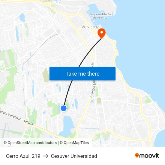 Cerro Azul, 219 to Cesuver Universidad map