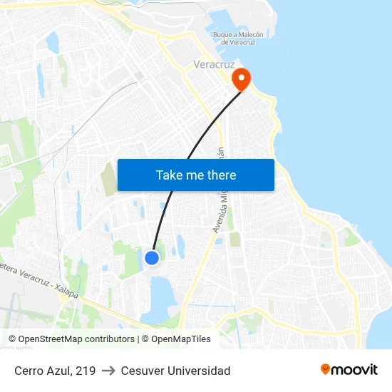 Cerro Azul, 219 to Cesuver Universidad map