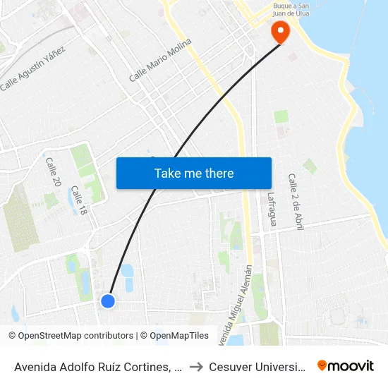 Avenida Adolfo Ruíz Cortines, 294 to Cesuver Universidad map