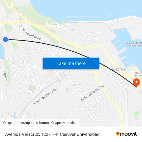 Avenida Veracruz, 1227 to Cesuver Universidad map