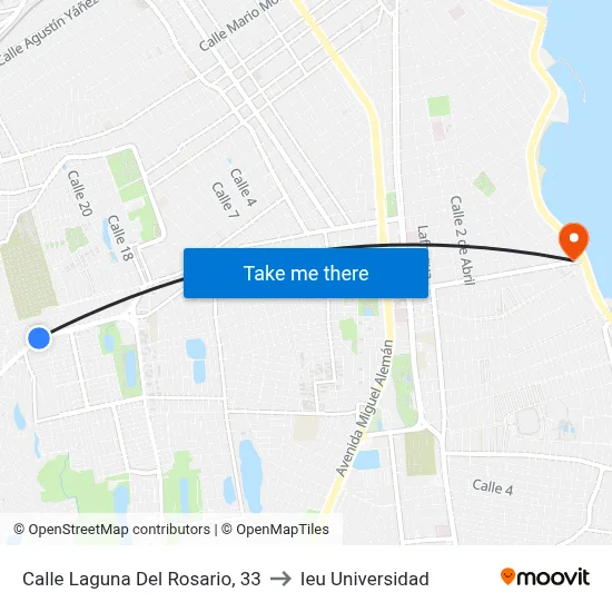 Calle Laguna Del Rosario, 33 to Ieu Universidad map