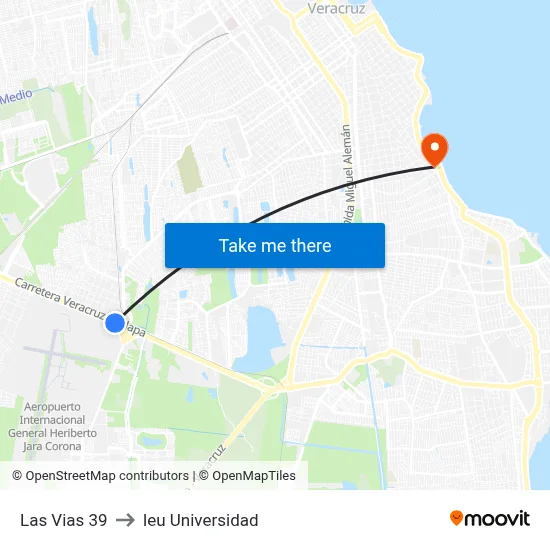 Las Vias 39 to Ieu Universidad map