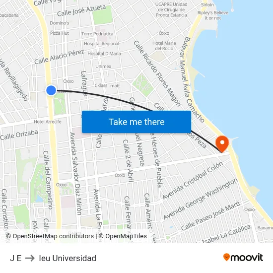 J E to Ieu Universidad map