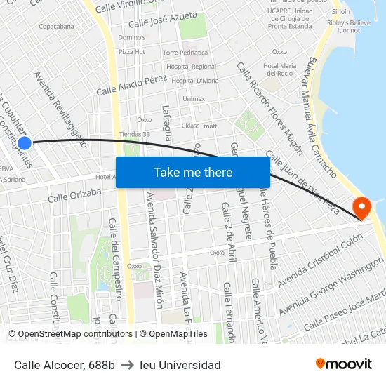 Calle Alcocer, 688b to Ieu Universidad map