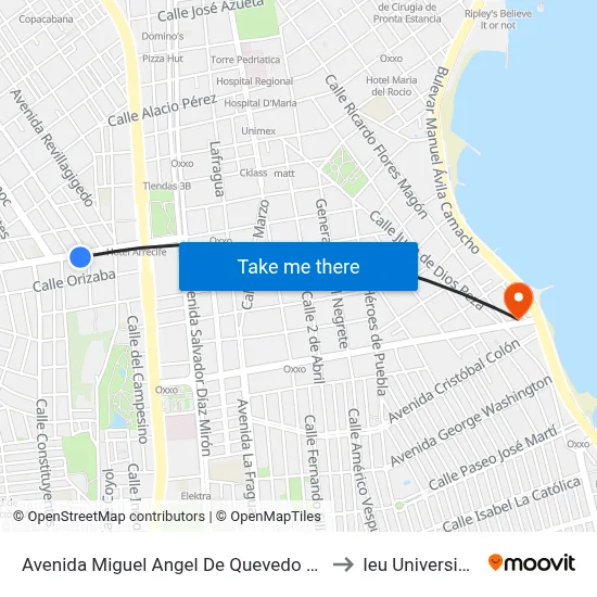 Avenida Miguel Angel De Quevedo 6239 to Ieu Universidad map
