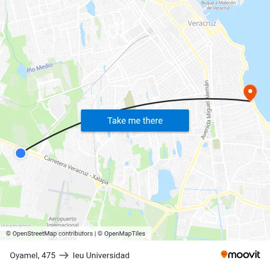 Oyamel, 475 to Ieu Universidad map