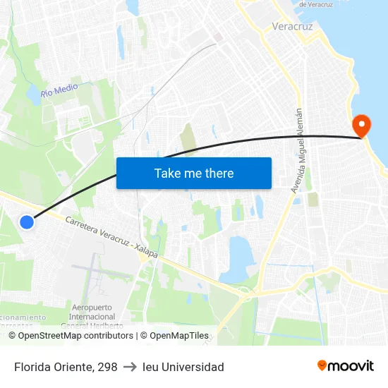 Florida Oriente, 298 to Ieu Universidad map