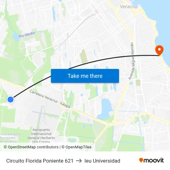 Circuito Florida Poniente 621 to Ieu Universidad map