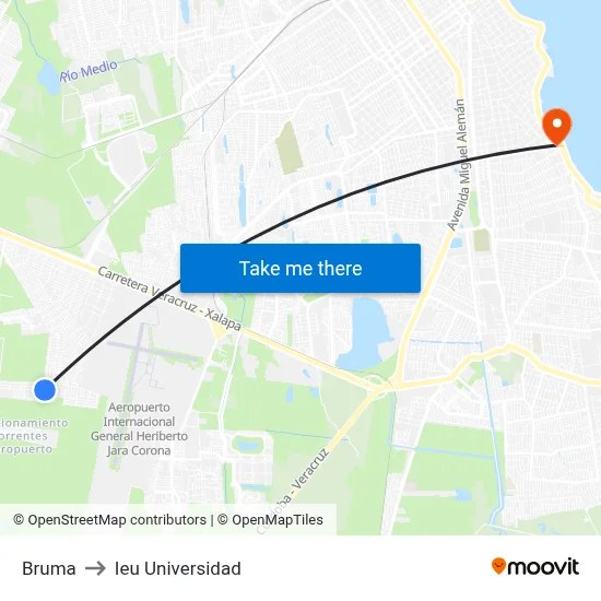 Bruma to Ieu Universidad map