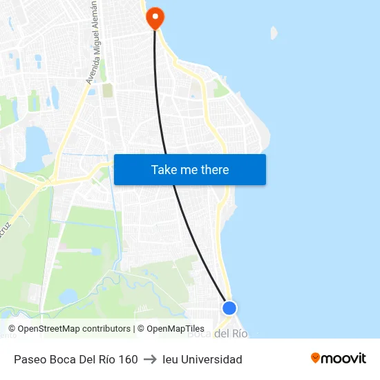 Paseo Boca Del Río 160 to Ieu Universidad map