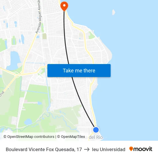 Boulevard Vicente Fox Quesada, 17 to Ieu Universidad map