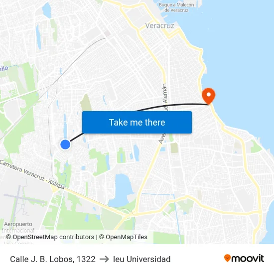 Calle J. B. Lobos, 1322 to Ieu Universidad map