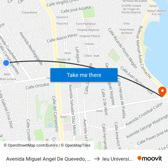 Avenida Miguel Angel De Quevedo, 5610 to Ieu Universidad map