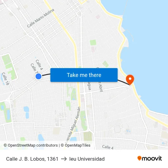Calle J. B. Lobos, 1361 to Ieu Universidad map