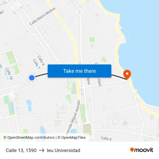 Calle 13, 1590 to Ieu Universidad map