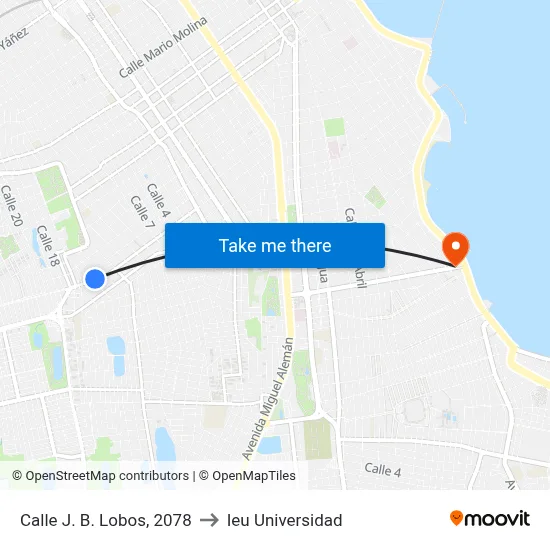 Calle J. B. Lobos, 2078 to Ieu Universidad map