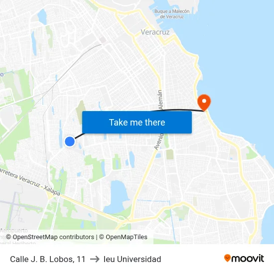 Calle J. B. Lobos, 11 to Ieu Universidad map
