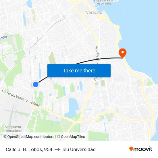 Calle J. B. Lobos, 954 to Ieu Universidad map