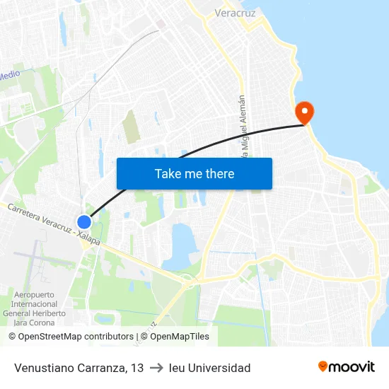 Venustiano Carranza, 13 to Ieu Universidad map