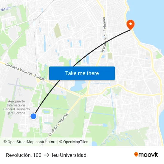Revolución, 100 to Ieu Universidad map