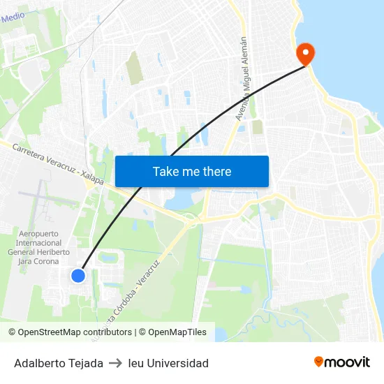 Adalberto Tejada to Ieu Universidad map