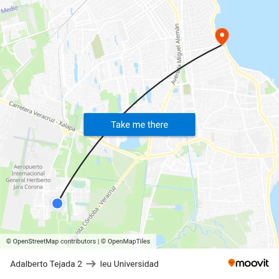 Adalberto Tejada 2 to Ieu Universidad map