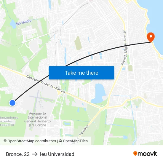 Bronce, 22 to Ieu Universidad map
