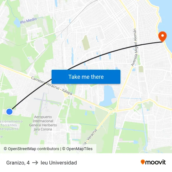 Granizo, 4 to Ieu Universidad map