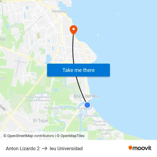Anton Lizardo 2 to Ieu Universidad map