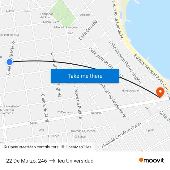 22 De Marzo, 246 to Ieu Universidad map