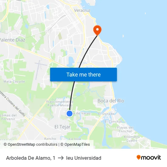 Arboleda De Alamo, 1 to Ieu Universidad map
